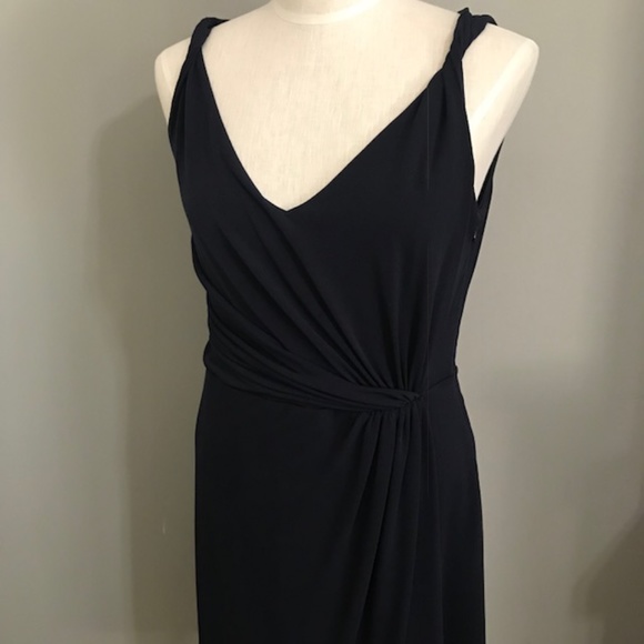 Ann Taylor Dresses & Skirts - Ann Taylor Navy Faux Wrap Bottom Sleeveless Dress